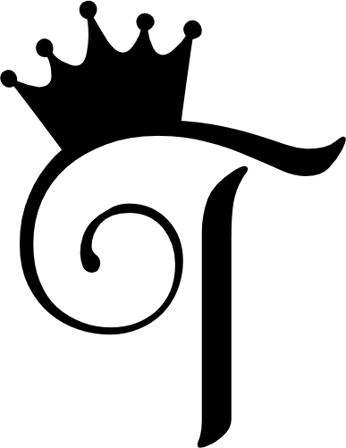 (020-02-T) Princess Crown Script Monogram Letter