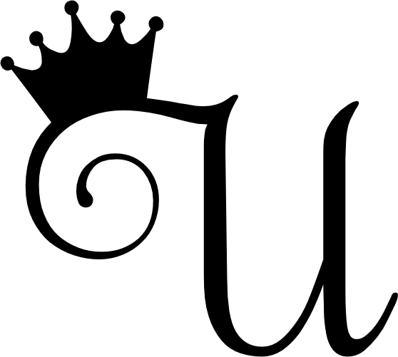 (020-02-U) Princess Crown Script Monogram Letter