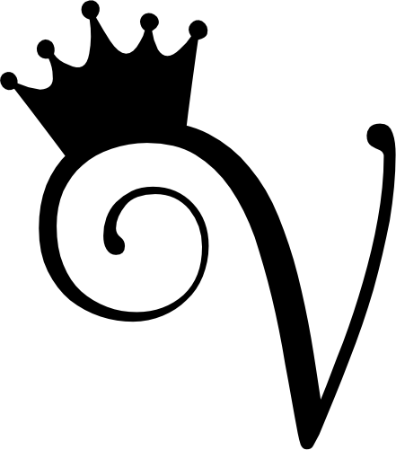 (020-02-V) Princess Crown Script Monogram Letter