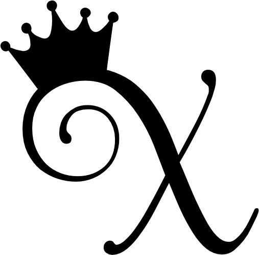 (020-02-X) Princess Crown Script Monogram Letter
