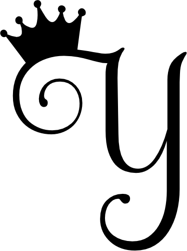 (020-02-Y) Princess Crown Script Monogram Letter