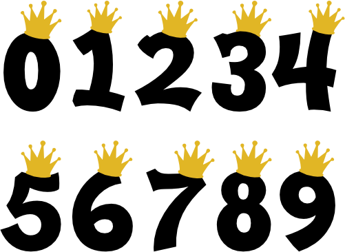 (s020-3B) Crown Numbers Princess Queen King Prince