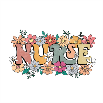 (s200-4A) Nurse Retro Groovy Flowers