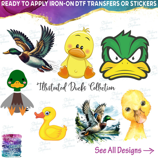 (s202-2) Watercolor Illustrated Cartoon Duck Goose Collection 23 Style Options