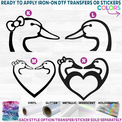 (s202) Duck Couples Love Printed Heat Transfer or Sticker