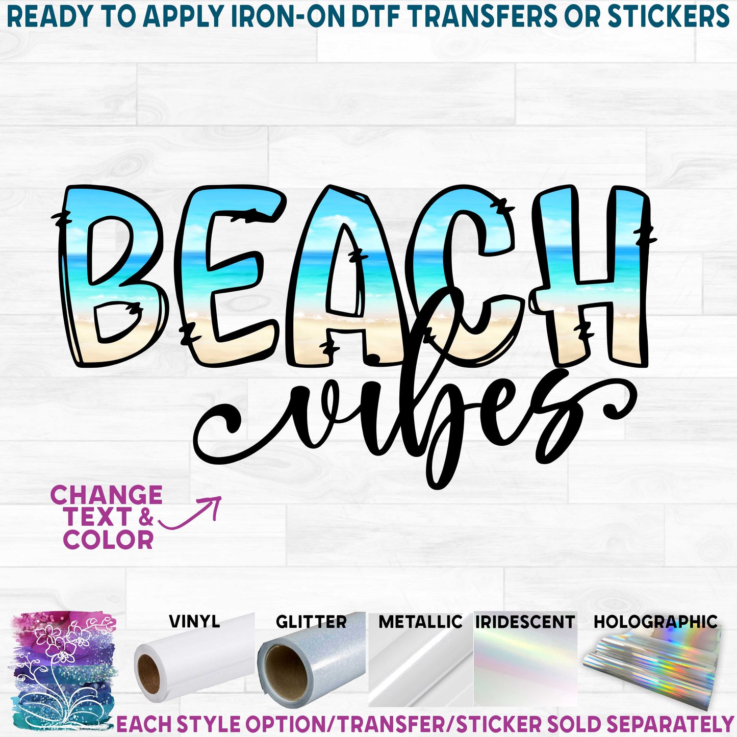 (s204-2-B) Beach Vibes Vacay Vibes Custom Text