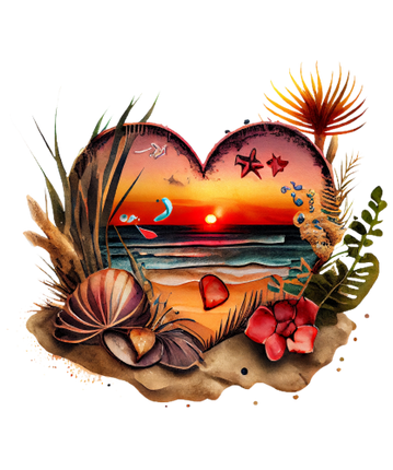 (204-04) Heart Sunset Sunrise Beach