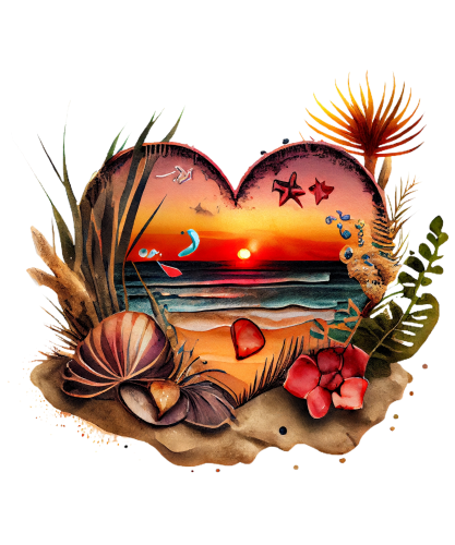 (204-04) Heart Sunset Sunrise Beach