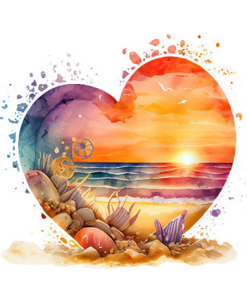 (204-04) Heart Sunset Sunrise Beach
