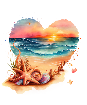 (204-04) Heart Sunset Sunrise Beach