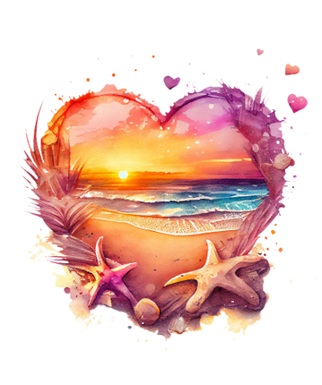 (204-04) Heart Sunset Sunrise Beach