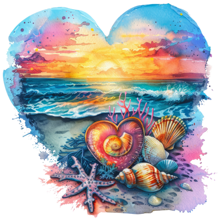(204-04) Heart Sunset Sunrise Beach