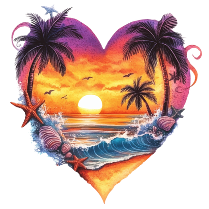 (204-04) Heart Sunset Sunrise Beach