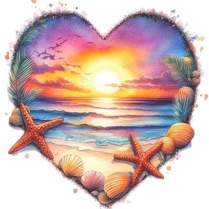 (204-04) Heart Sunset Sunrise Beach