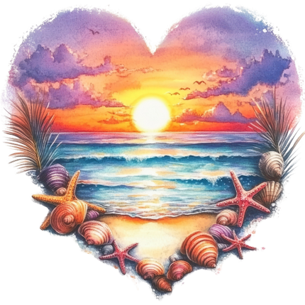 (204-04) Heart Sunset Sunrise Beach