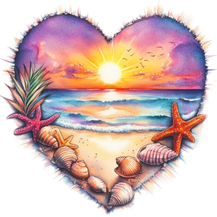 (204-04) Heart Sunset Sunrise Beach