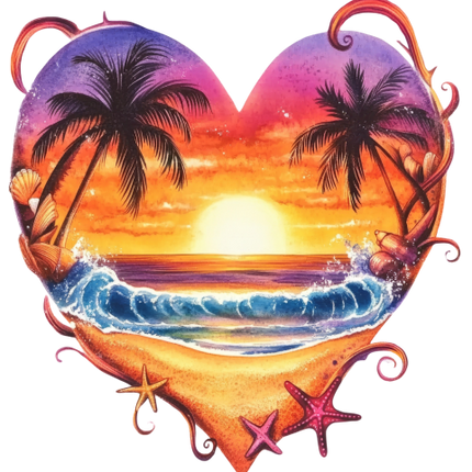 (204-04) Heart Sunset Sunrise Beach