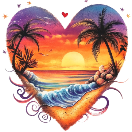 (204-04) Heart Sunset Sunrise Beach