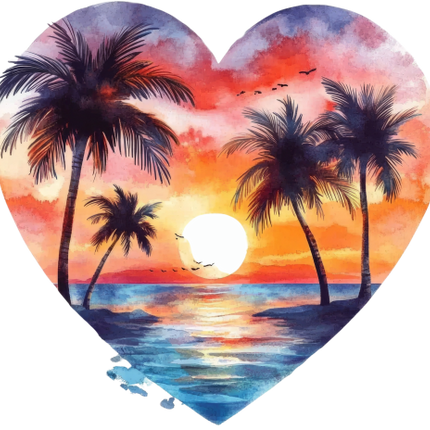 (204-04) Heart Sunset Sunrise Beach