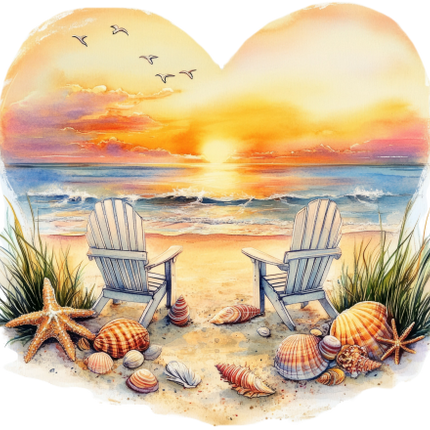 (204-04) Heart Sunset Sunrise Beach