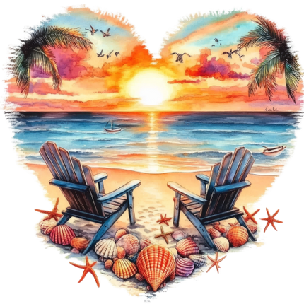 (204-04) Heart Sunset Sunrise Beach