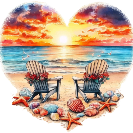 (204-04) Heart Sunset Sunrise Beach