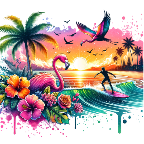 (s204-5-1B) Flamingo Sunset Beach