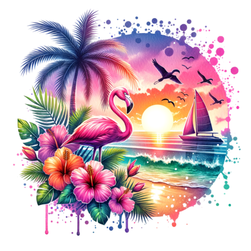 (s204-5-1C) Flamingo Sunset Beach