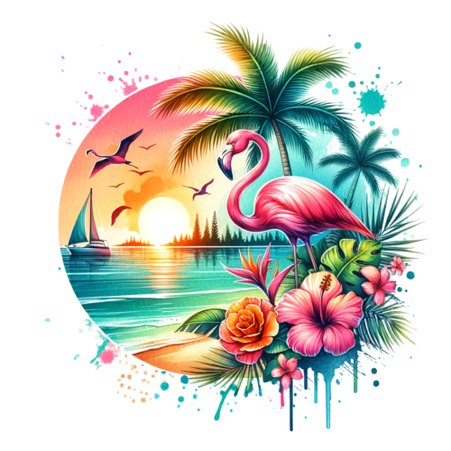 (s204-5-1D) Flamingo Sunset Beach