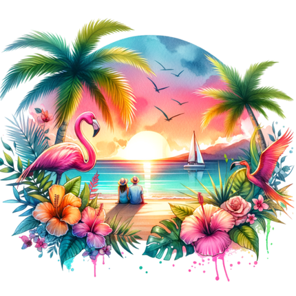 (s204-5-1E) Flamingo Sunset Beach