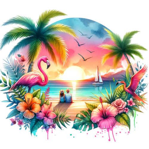 (s204-5-1E) Flamingo Sunset Beach