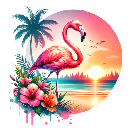 (s204-5-2D) Flamingo Sunset Beach