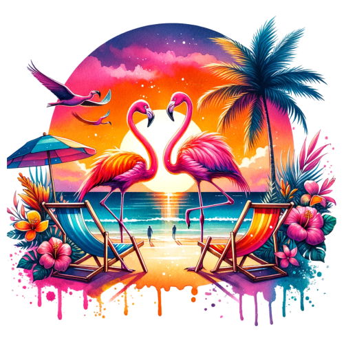 (s204-5-2J) Flamingo Sunset Beach