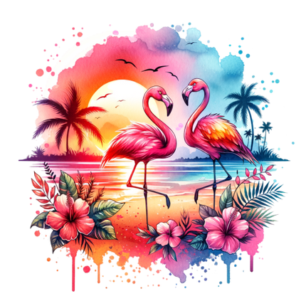 (s204-5-2L) Flamingo Sunset Beach