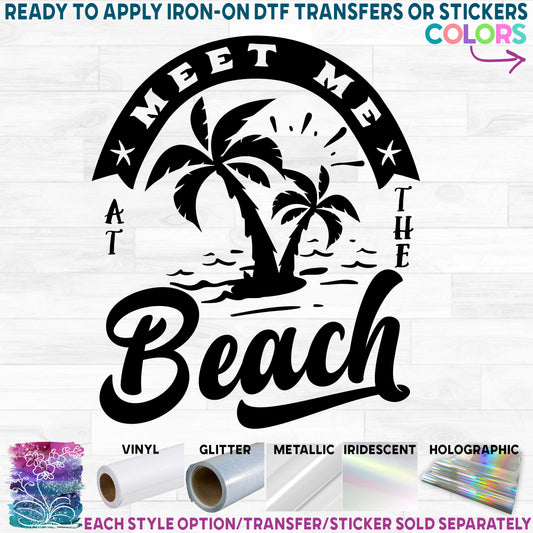 (s204-1L) Meet Me at the Beach Printed Heat Transfer or Sticker