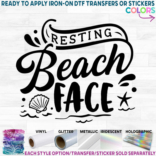 (s204-1K) Resting Beach Face Printed Heat Transfer or Sticker