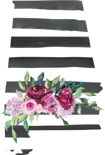(s206-06) State Burgundy Floral Black White Stripes All States