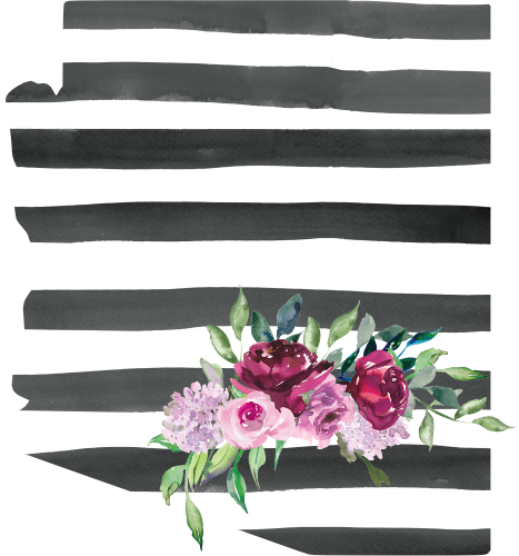 (s206-06) State Burgundy Floral Black White Stripes All States