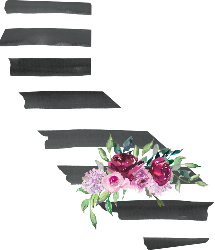 (s206-06) State Burgundy Floral Black White Stripes All States