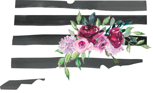 (s206-06) State Burgundy Floral Black White Stripes All States