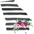 (s206-06) State Burgundy Floral Black White Stripes All States
