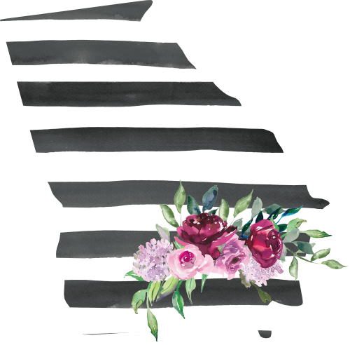 (s206-06) State Burgundy Floral Black White Stripes All States