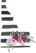 (s206-06) State Burgundy Floral Black White Stripes All States