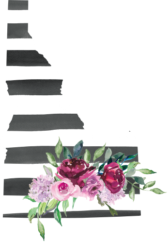 (s206-06) State Burgundy Floral Black White Stripes All States