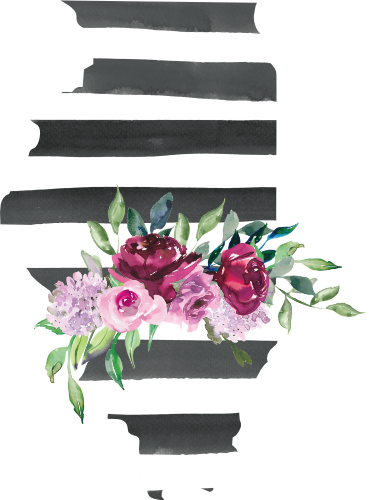 (s206-06) State Burgundy Floral Black White Stripes All States