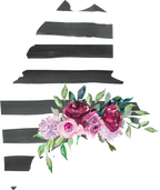 (s206-06) State Burgundy Floral Black White Stripes All States