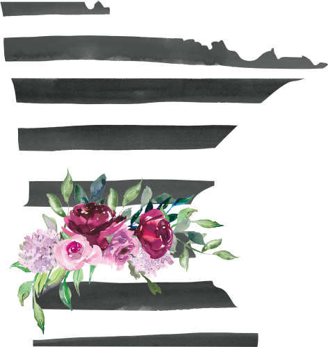 (s206-06) State Burgundy Floral Black White Stripes All States