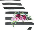(s206-06) State Burgundy Floral Black White Stripes All States