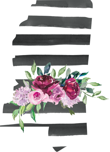 (s206-06) State Burgundy Floral Black White Stripes All States