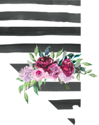 (s206-06) State Burgundy Floral Black White Stripes All States